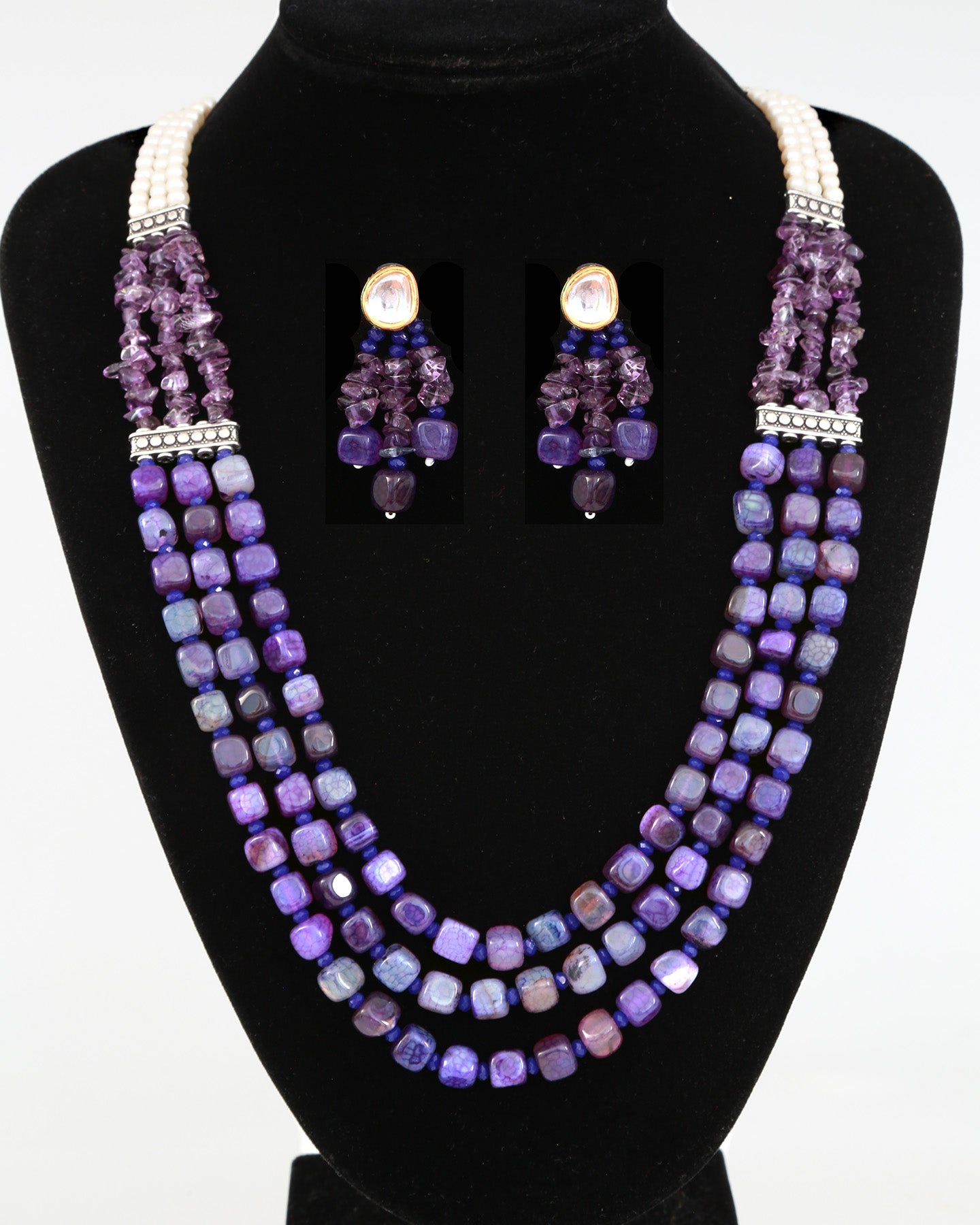 Pink Bead multi strand Long necklace, beaded multi layer necklace, Party wear Designer Statement bead necklace