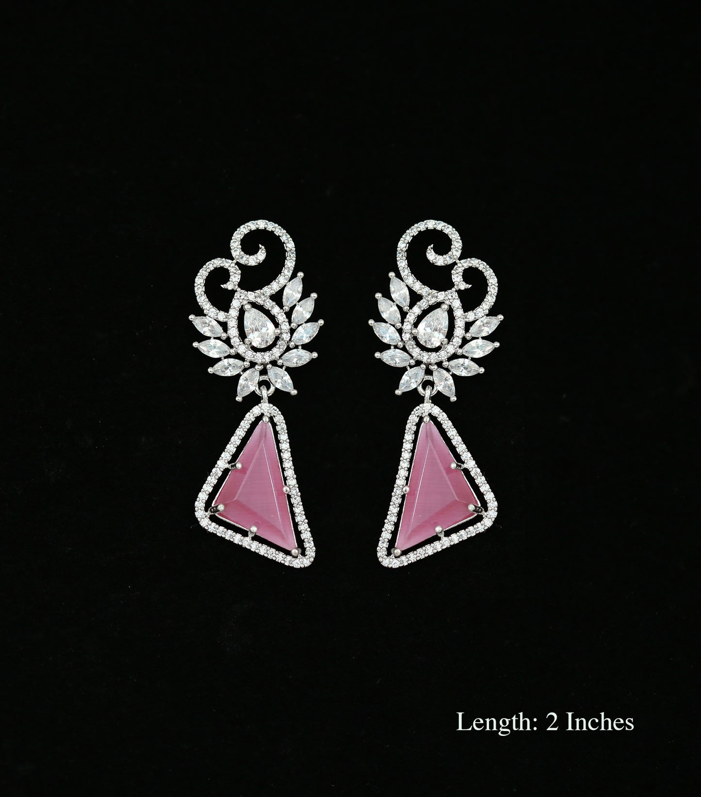 Best Quality Silver Cubic Zirconia Triangle Drop Earrings with acrylic Stone fashion womens jewelry