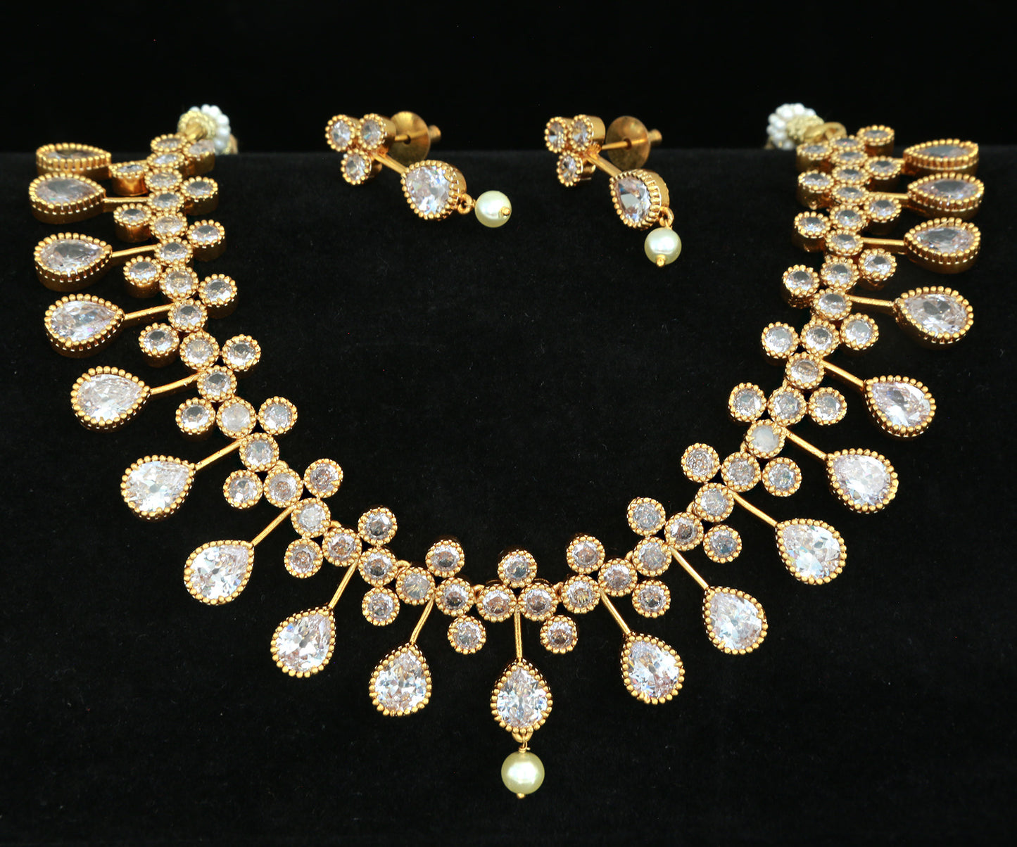 Gold Plated American Diamond Ruby Emerald Necklace | Indian Wedding Jewelry | CZ diamond necklace | Gift for her