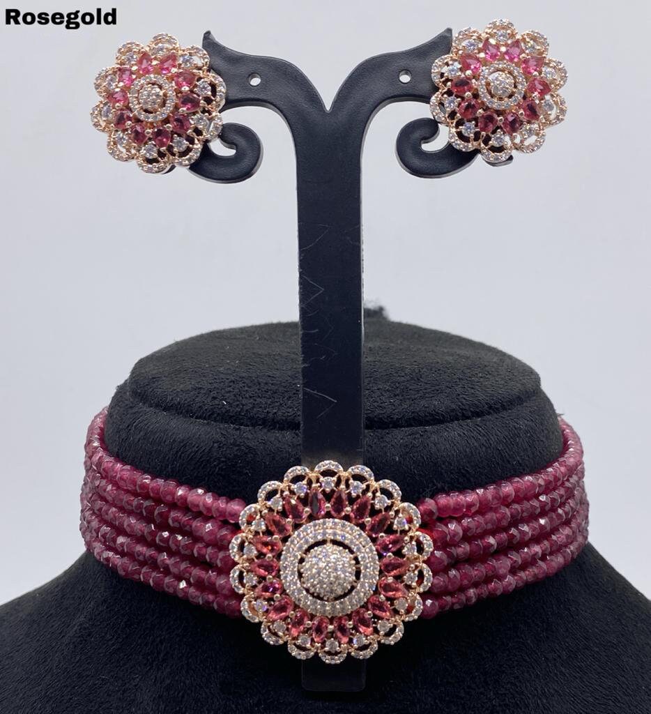 Pink Choker Indian Kundan set Low price | Pakistani Jewelry | Indian Wedding choker| Gift for her | Bollywood Jewelry | Rose Gold CZ Choker