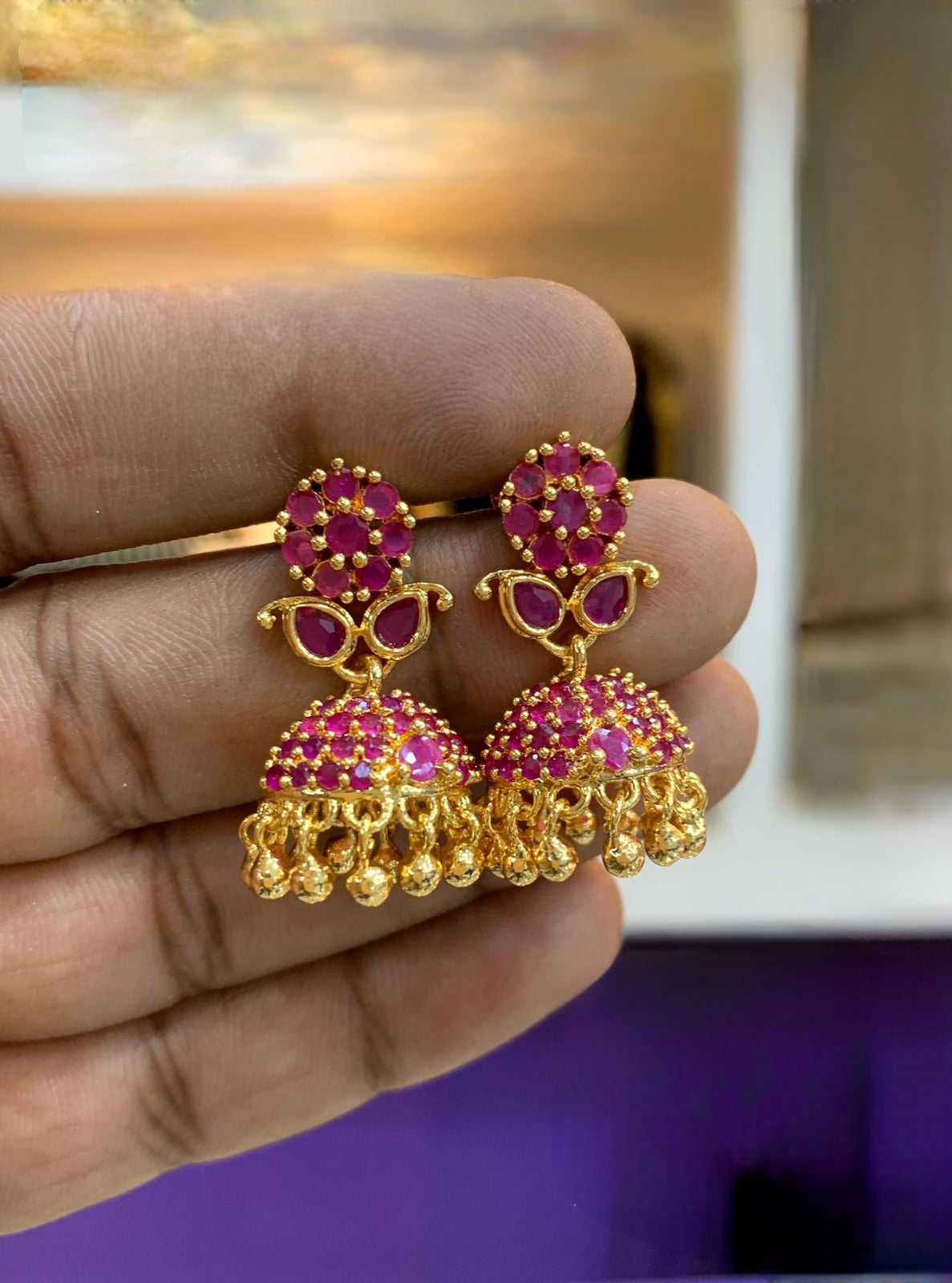 Small Jhumka earrings|American Diamond Jhumka Jhumki|South Indian Earrings