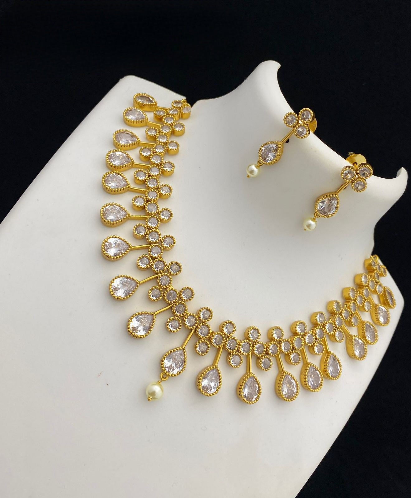 Gold Plated American Diamond Ruby Emerald Necklace | Indian Wedding Jewelry | CZ diamond necklace | Gift for her