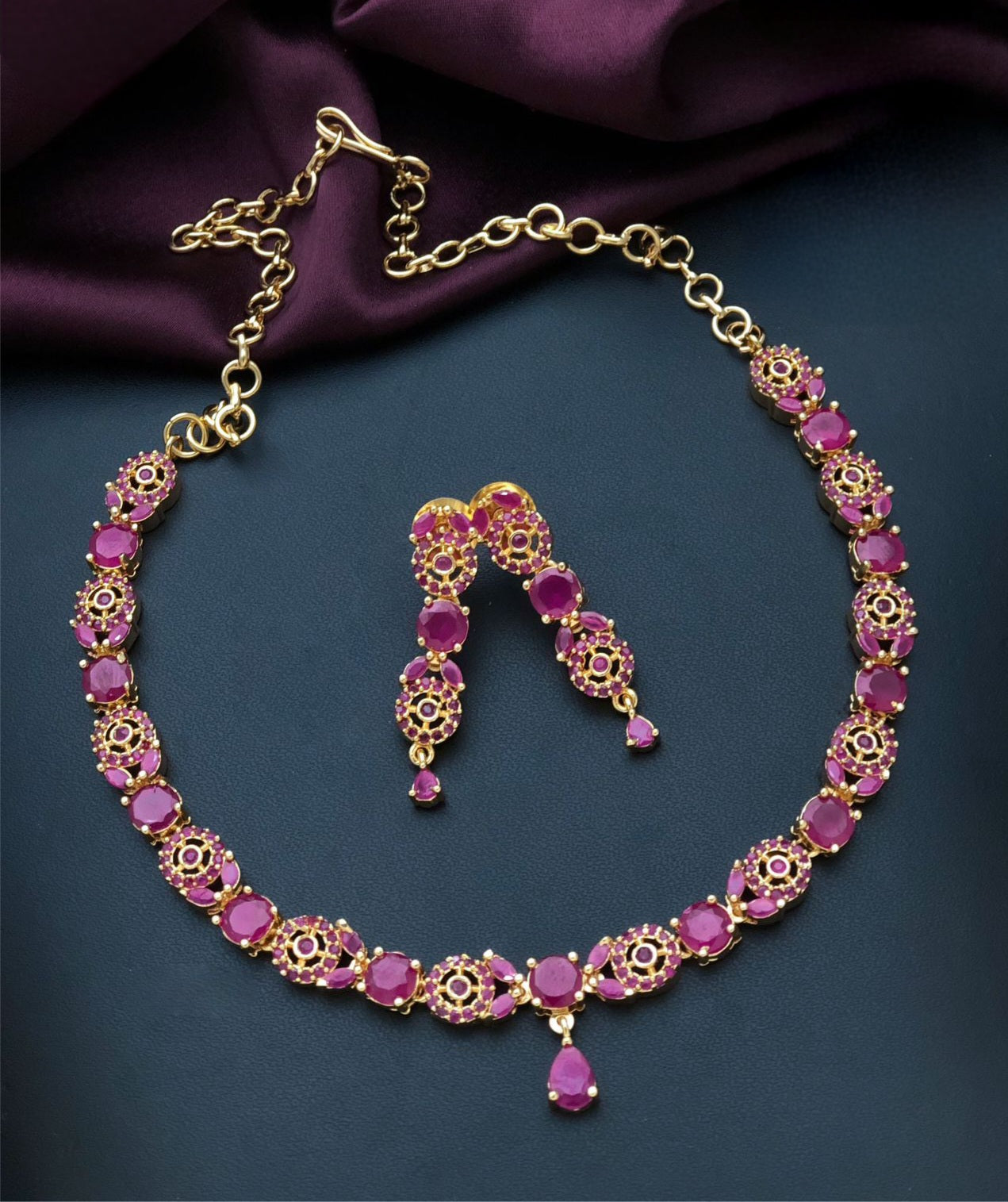 Simple Choker American Diamond necklace earring set | Gold plated AD small choker set | Gift for her | Indian jewelry designs