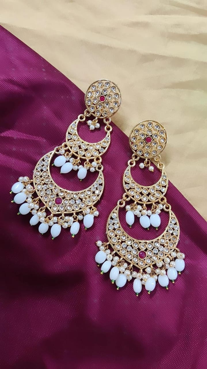 Bollywood Kundan chandelier Earrings |Indian Chandbali Earrings| Bridal Statement Earrings |Punjabi Pakistani Wedding Earrings |Gift for her