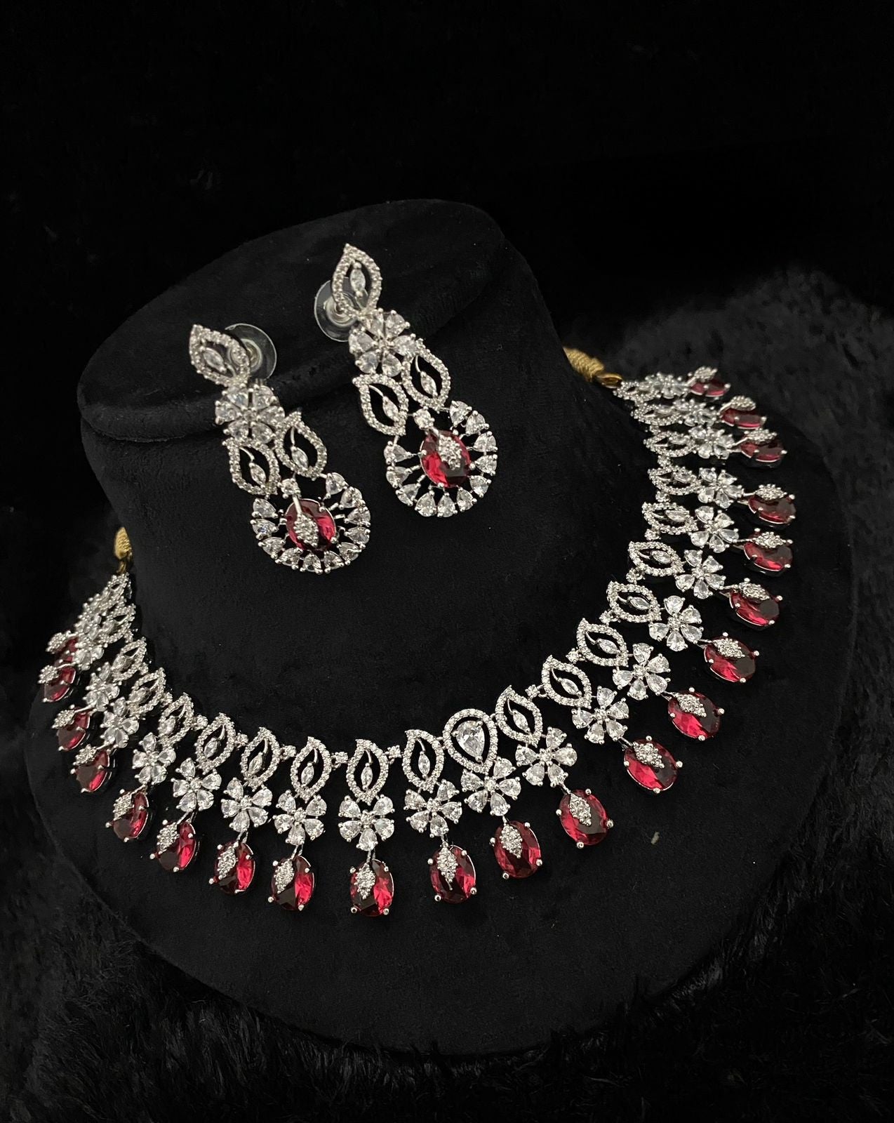 Silver American Diamond Sapphire Blue CZ choker necklace | Indian wedding jewelry | Bollywood Bridal Pakistani Necklace | statement Necklace