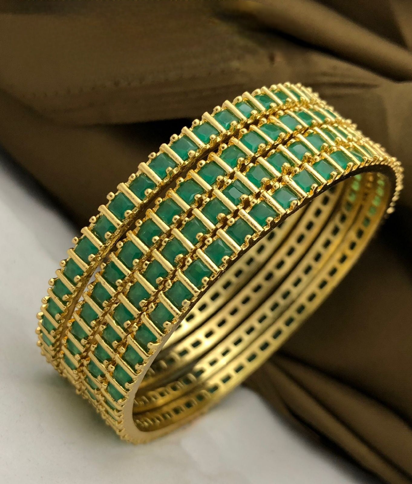 American diamond bangles set | Gold Plated Indian Bridal Bangle set of 4 | Ruby Emerald cz bangles | Daily wear one gram gold bangles