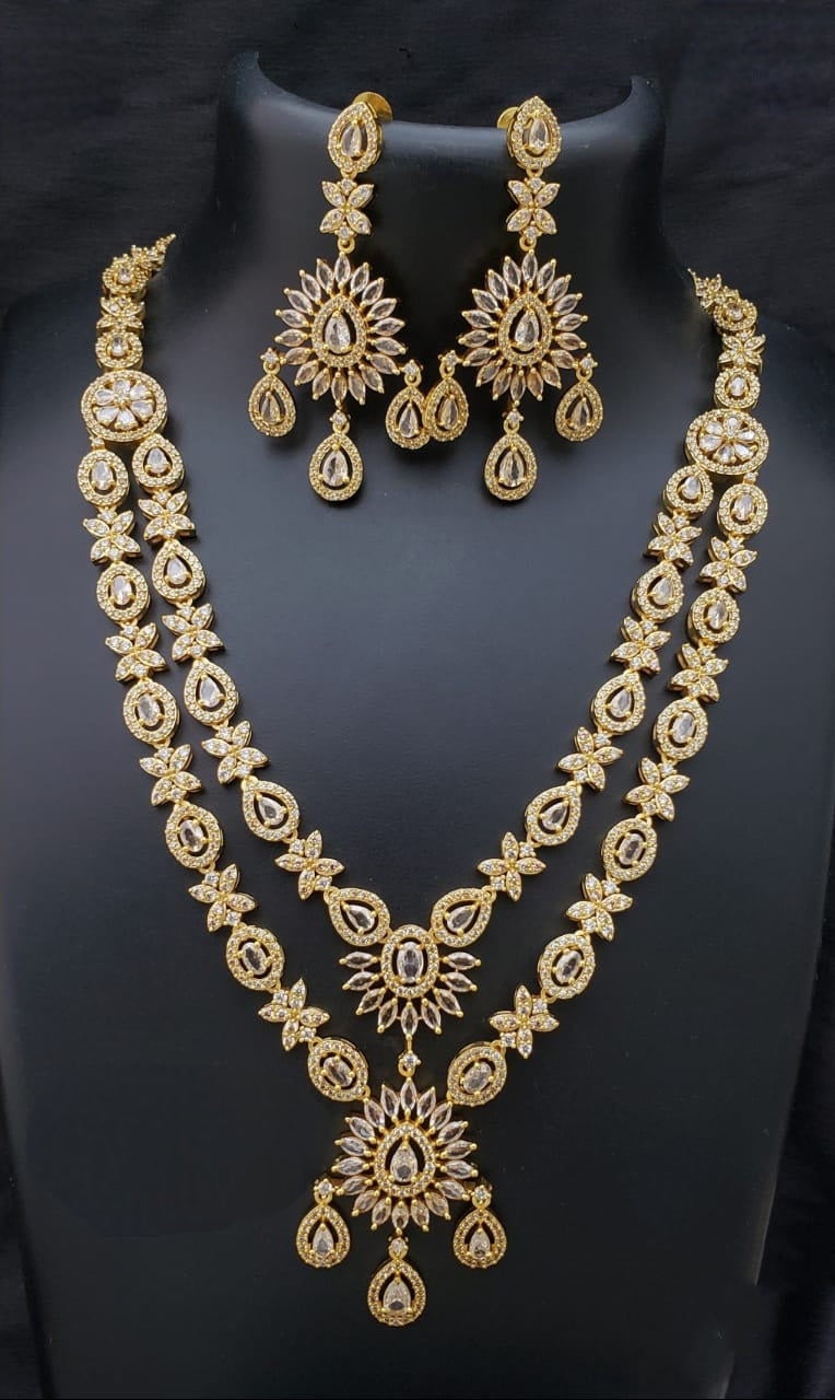 Trendy American Diamond Multi layer Necklace with CZ Color sones| Indian Wedding Jewelry |Pakistani Jewelry |Bollywood style fashion jewelry