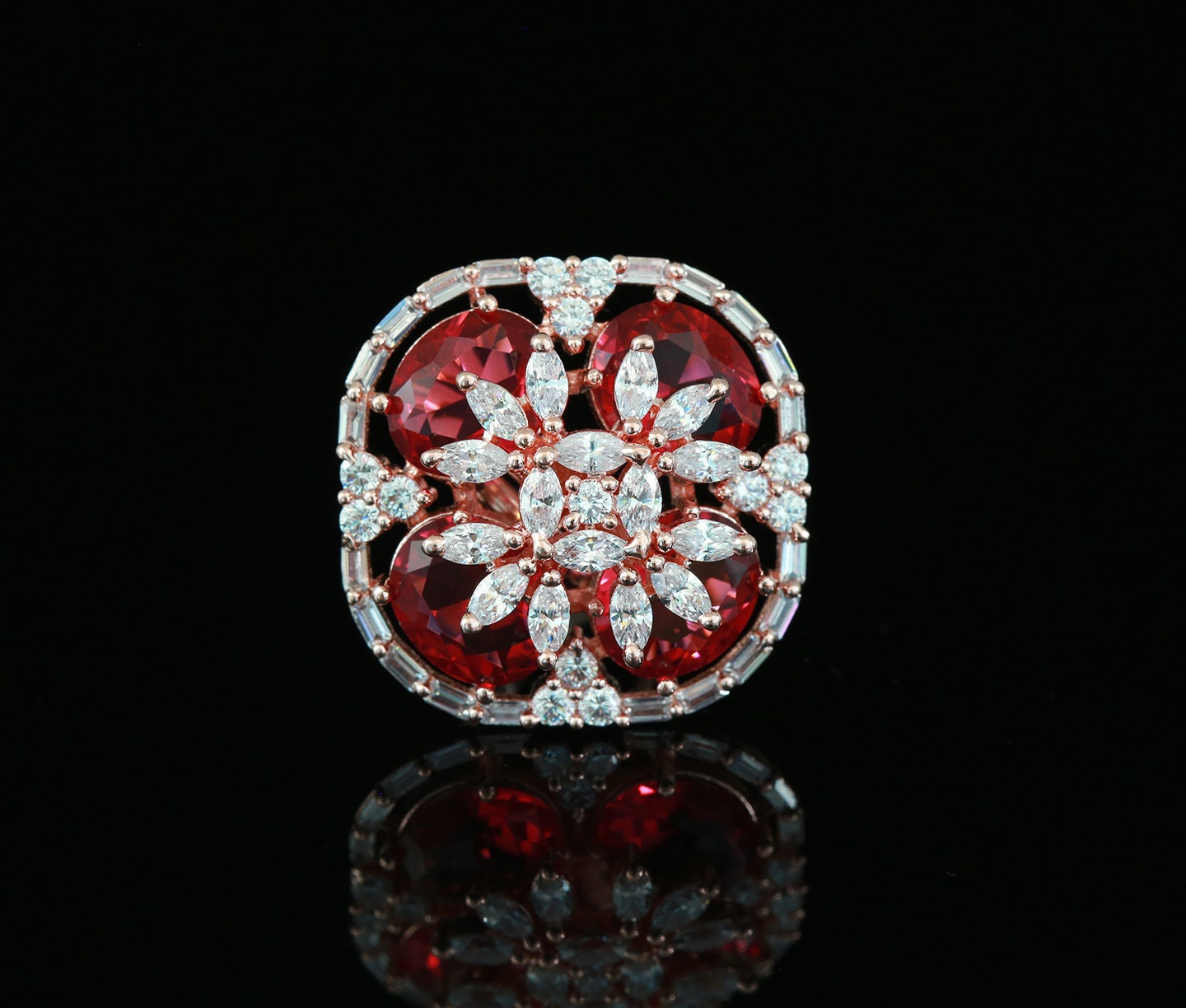 Cocktail rings Rose gold | finger rings for women | wedding rings | Colored stone engagement rings in Rose gold | indian rings with stones
