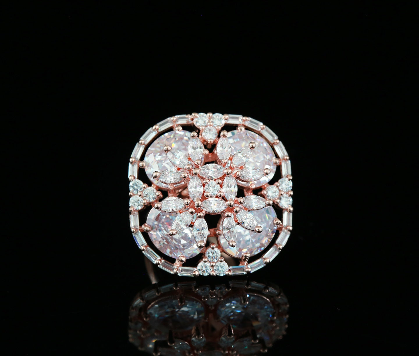 Cocktail rings Rose gold | finger rings for women | wedding rings | Colored stone engagement rings in Rose gold | indian rings with stones