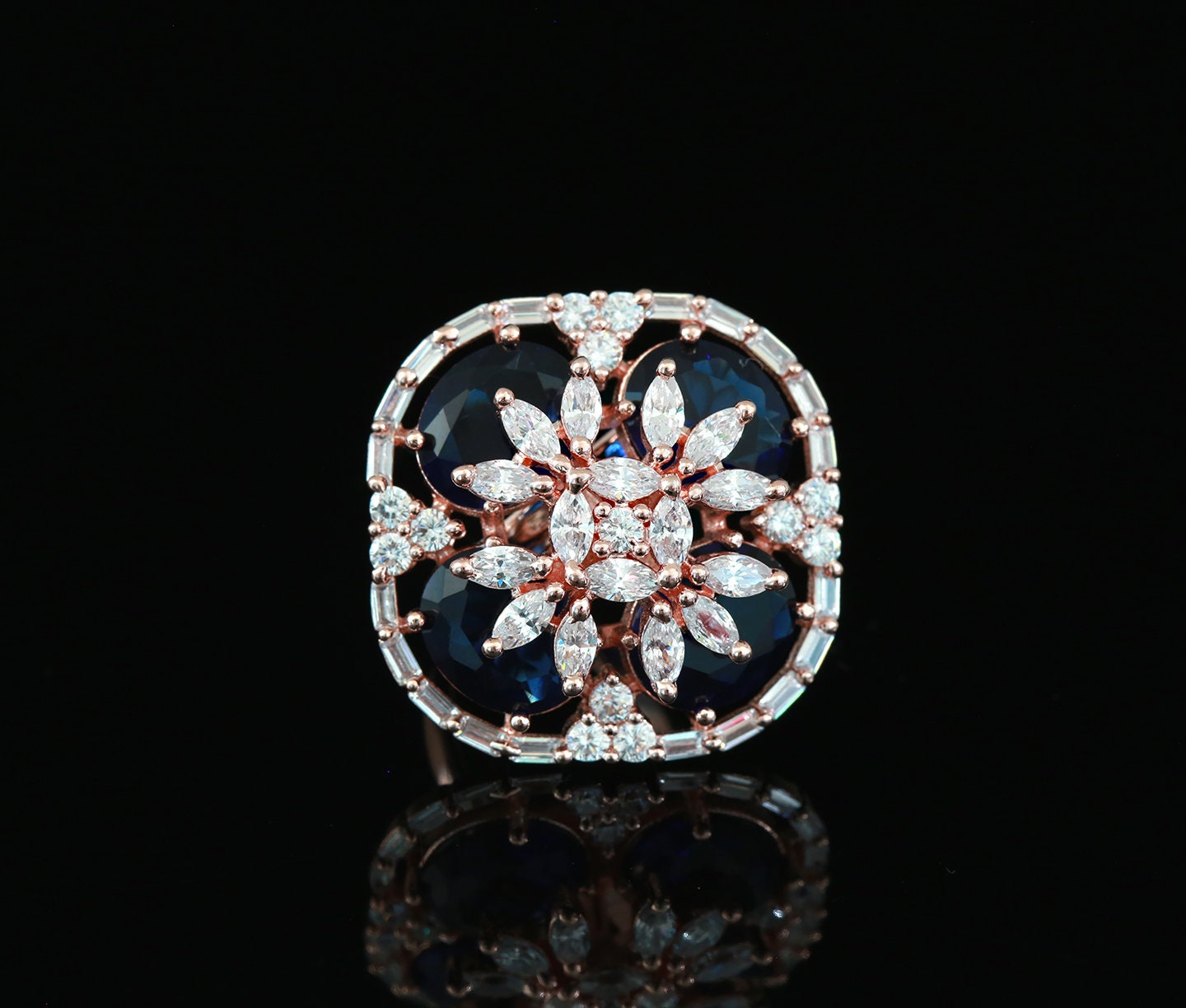 Cocktail rings Rose gold | finger rings for women | wedding rings | Colored stone engagement rings in Rose gold | indian rings with stones