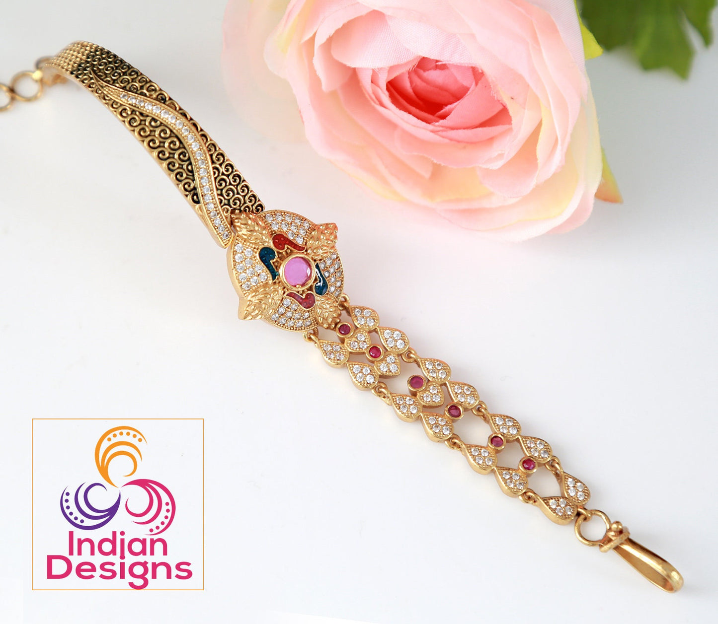 Gold plated bracelet for women | Traditional indian bracelets | Antique Gold tone bracelet designs | Indian jewelry bangle bracelets designs