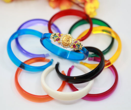 Changeable color Bands bangles set of 10 with Lakshmi Mughappu| Gold plated bracelet| Multicolor bands gold bangle designs| Gift for her