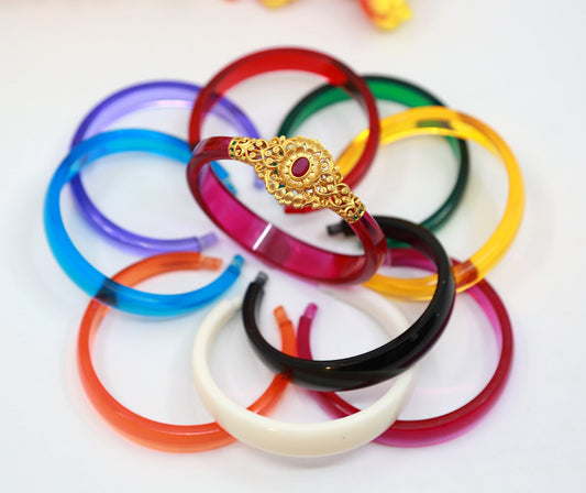 Changeable color Bands bangles set of 10 with matte gold Mughappu| Gold plated bracelet| Multicolor bands gold bangle designs| Gift for her