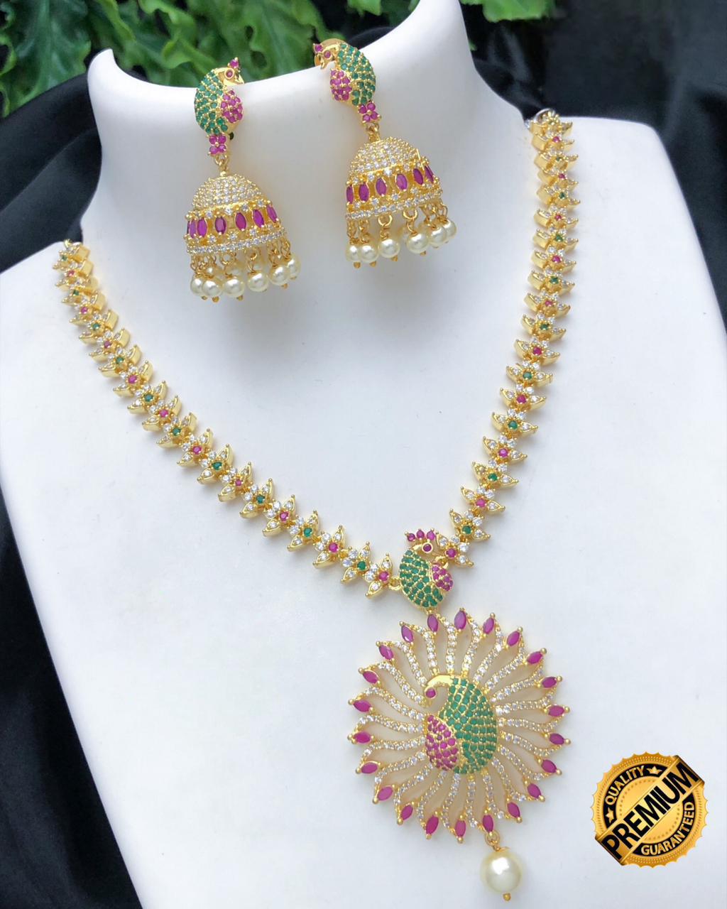 Ad stone peacock pendant | Beautiful AD Peacock Pendant set with color stone work |American Diamond Indian Bollywood Dancing Peacock jewelry
