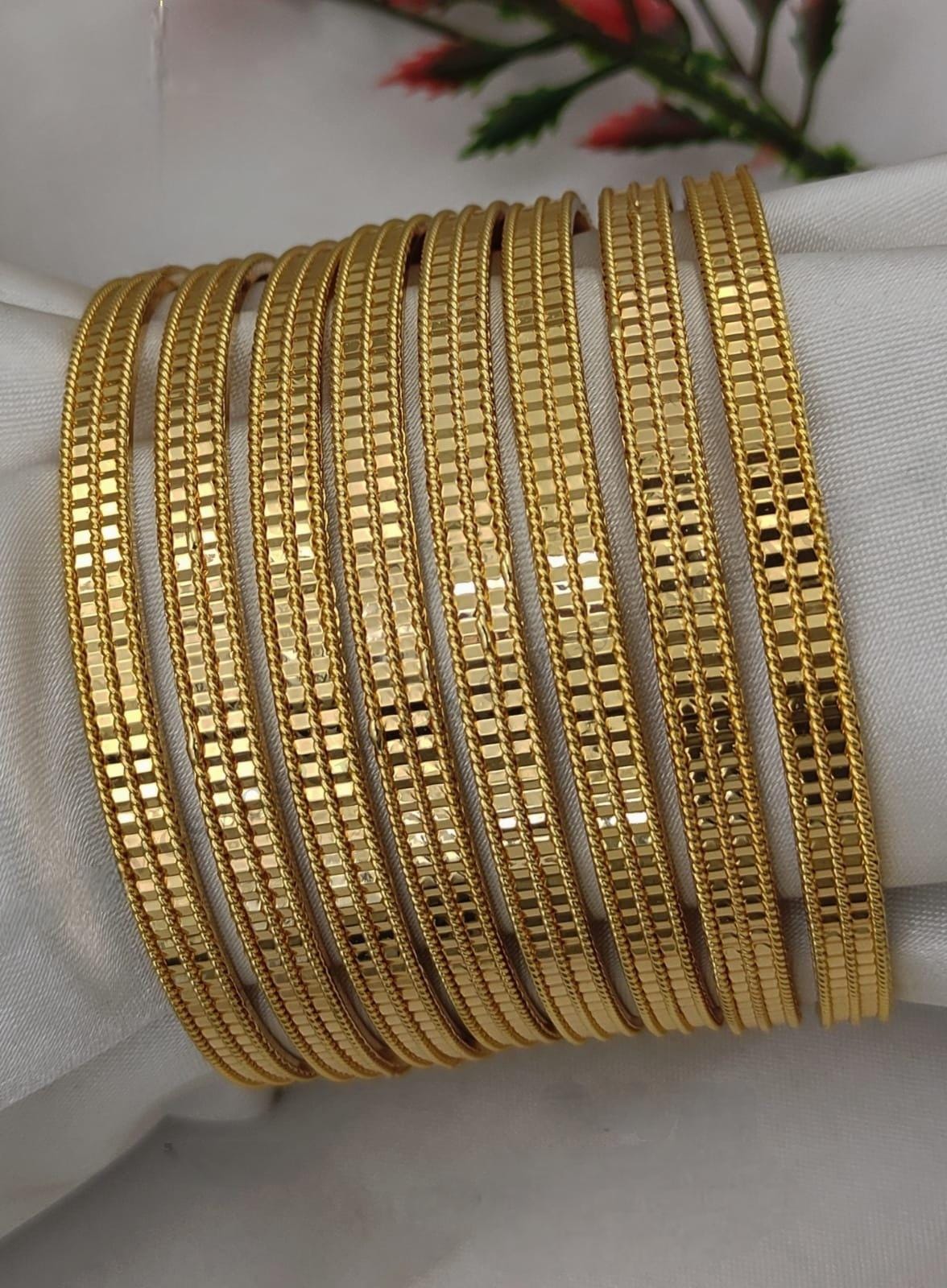 Gold-Plated Daily wear Bangle Bracelets set of 8 |Traditional Indian Jewelry Wedding bangle set |Bollywood Ethnic Bangle set| Gift for her