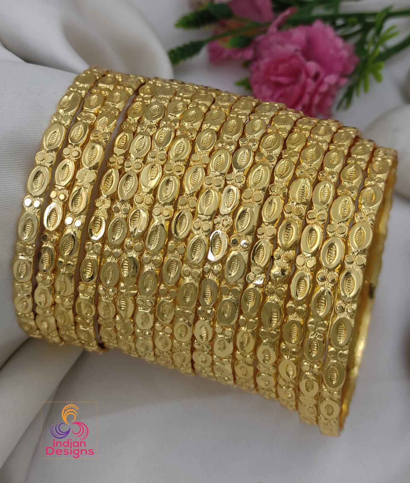 Gold Plated Indian Bangle set of 16| Women’s fashion bangles| Daily wear lightweight bangles| Bollywood Bangle set| Gift For her