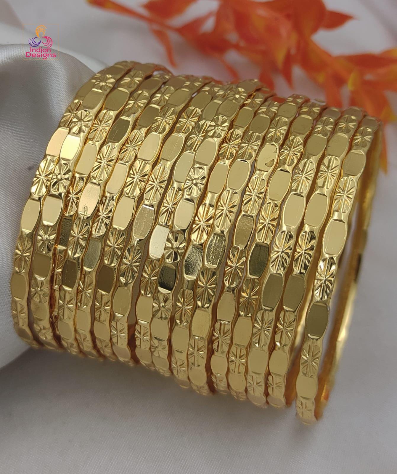 Gold Plated Daily wear Bangle set of 16|Traditional Light weight stackable bangles| South Indian Style Wedding bangles| Gift for her