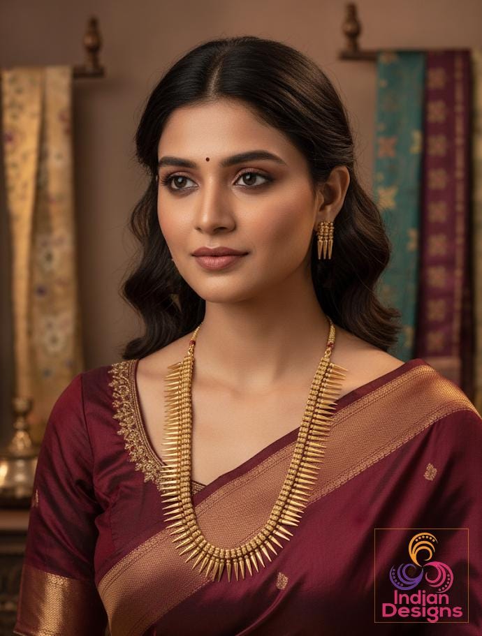 South Indian Mullai Mottu necklace and matching earrings| Kerala style Jasmin spike Necklace| Wedding Statement Necklace| Temple Jewelry