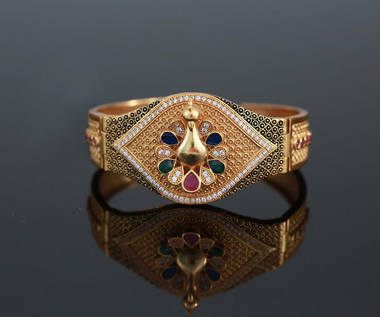 Gold plated cuff bracelet with ruby stone| american diamond bangle bracelet| statement bracelet|traditional party wear bracelet|gift for her