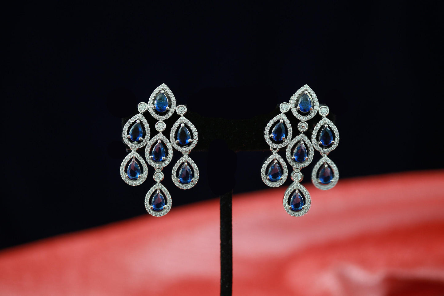 American diamond Rhodium Tone earrings | Latest South Indian bridal earrings | Statement earrings gold rose | Earrings for bridesmaid