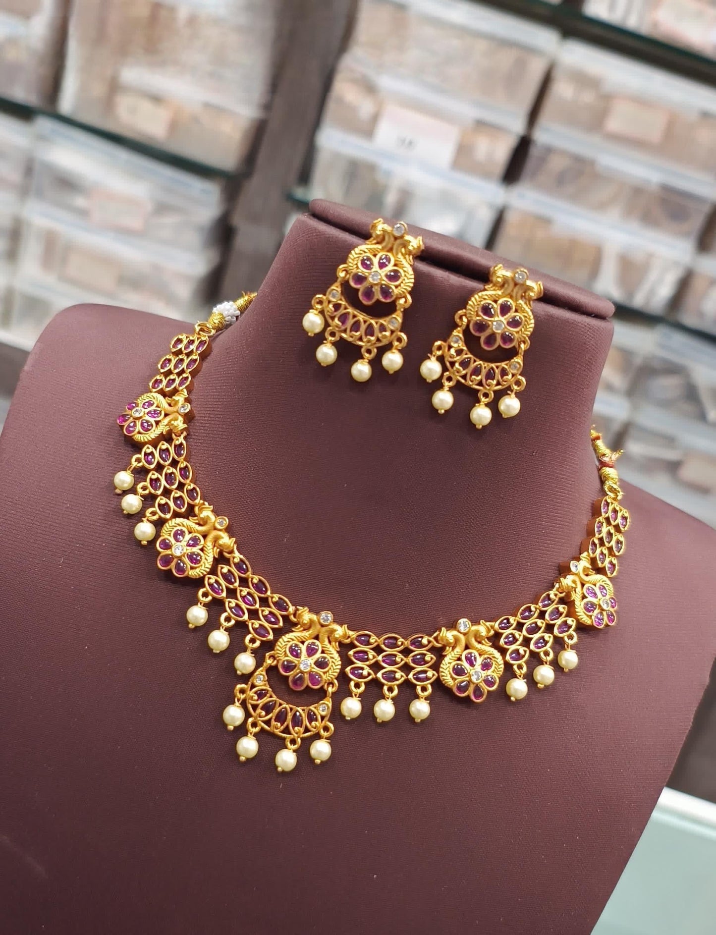 Indian wedding choker necklace set| matte gold finish traditional bridal jewelry| statement choker necklace| temple jewelry| gift for her