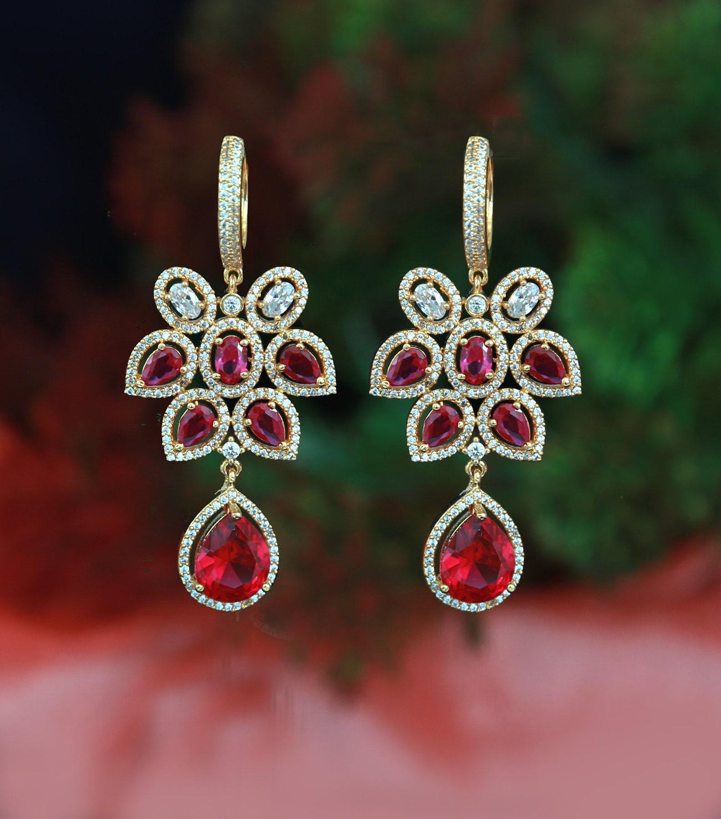Best quality american diamond earrings in gold polish | cz ad dangler earrings | cubic zirconia drop earrings silver | crystal drop earrings