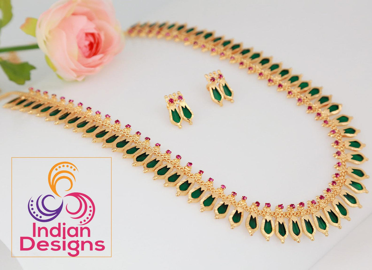 Gold plated south indian long necklace | traditional kerala nagapadam mala | temple jewelry south indian style long haram designs