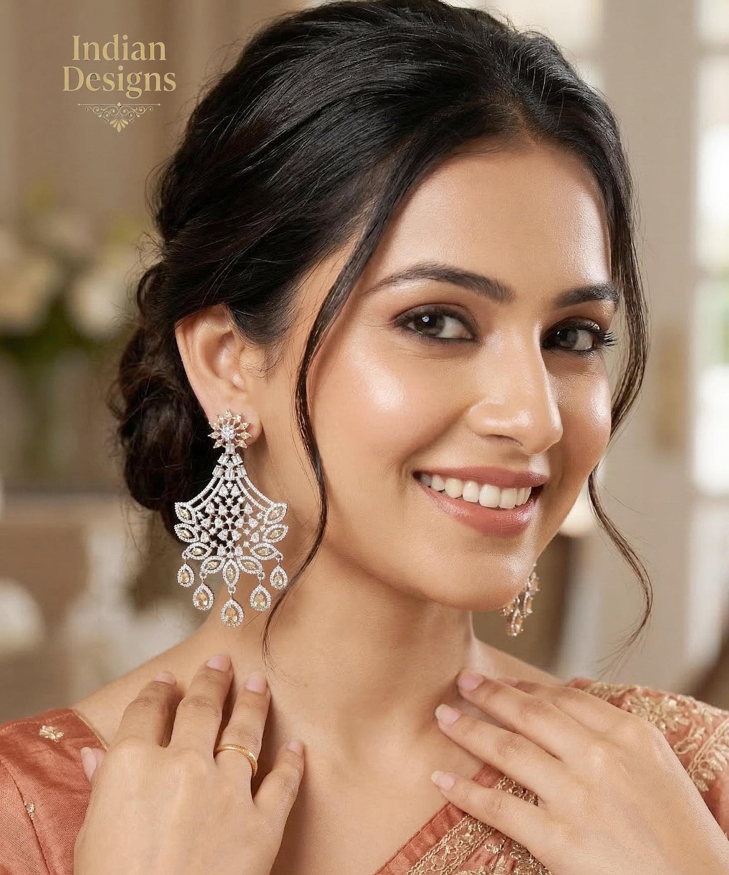 CZ stone Indian Earrings| Large Bridal Statement Jhumka| Ruby Pink Diamond Drop Earrings| Bollywood Party Wear Earrings| Gift for Her