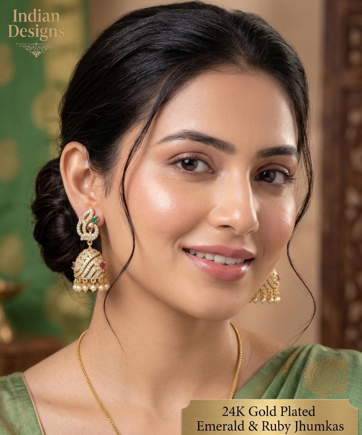 Gold Plated Pearl jhumka earrings| Ad stone Bridal jhumka earrings| South Indian wedding Jhumka Jhumki earrings| AmericanDiamond earrings