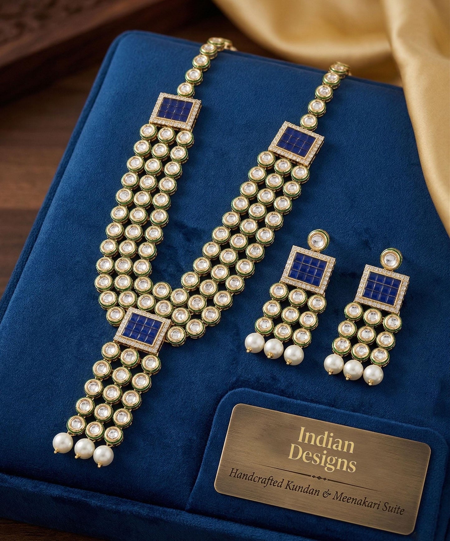 Kundan Meenakari Necklace Set with Earrings| 22k Gold Plated Rani Haar Long Necklace| Festive Wear Polki Jewelry Set for Desi Women USA
