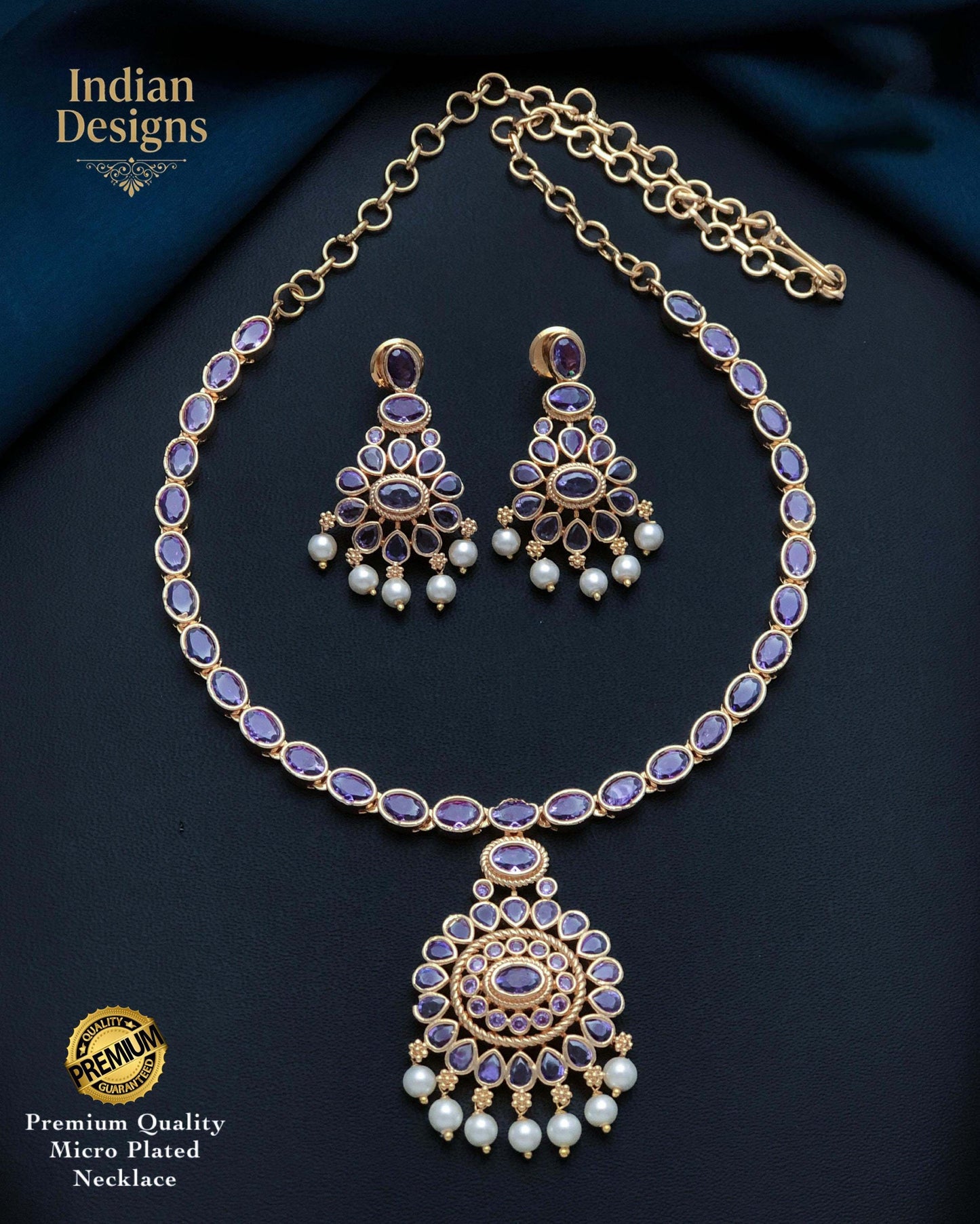 Indian Kundan Necklace and Earring Set| Gold Plated Bridal Choker| Bollywood Ethnic Jewelry| Semi Precious Stone Traditional Wedding Set