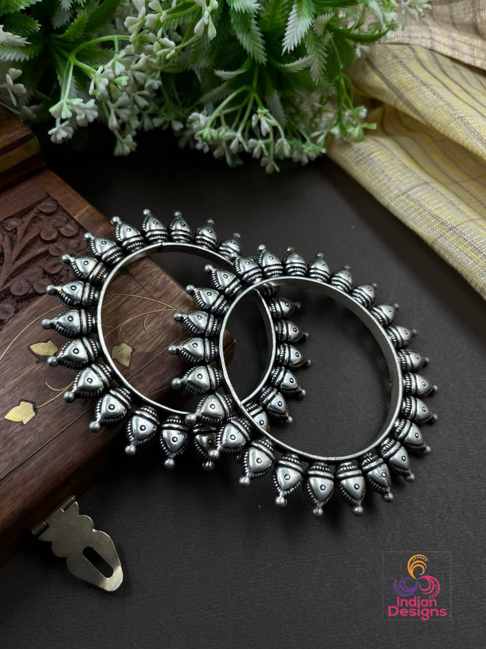 Traditional Indian Oxidized Silver bangles set