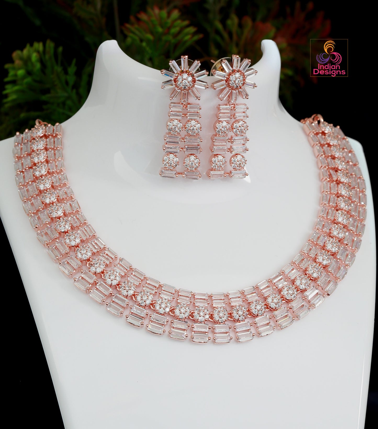 Beauty of Crystals Necklace - Diamond-Like Sparkle on Rose Gold Plating