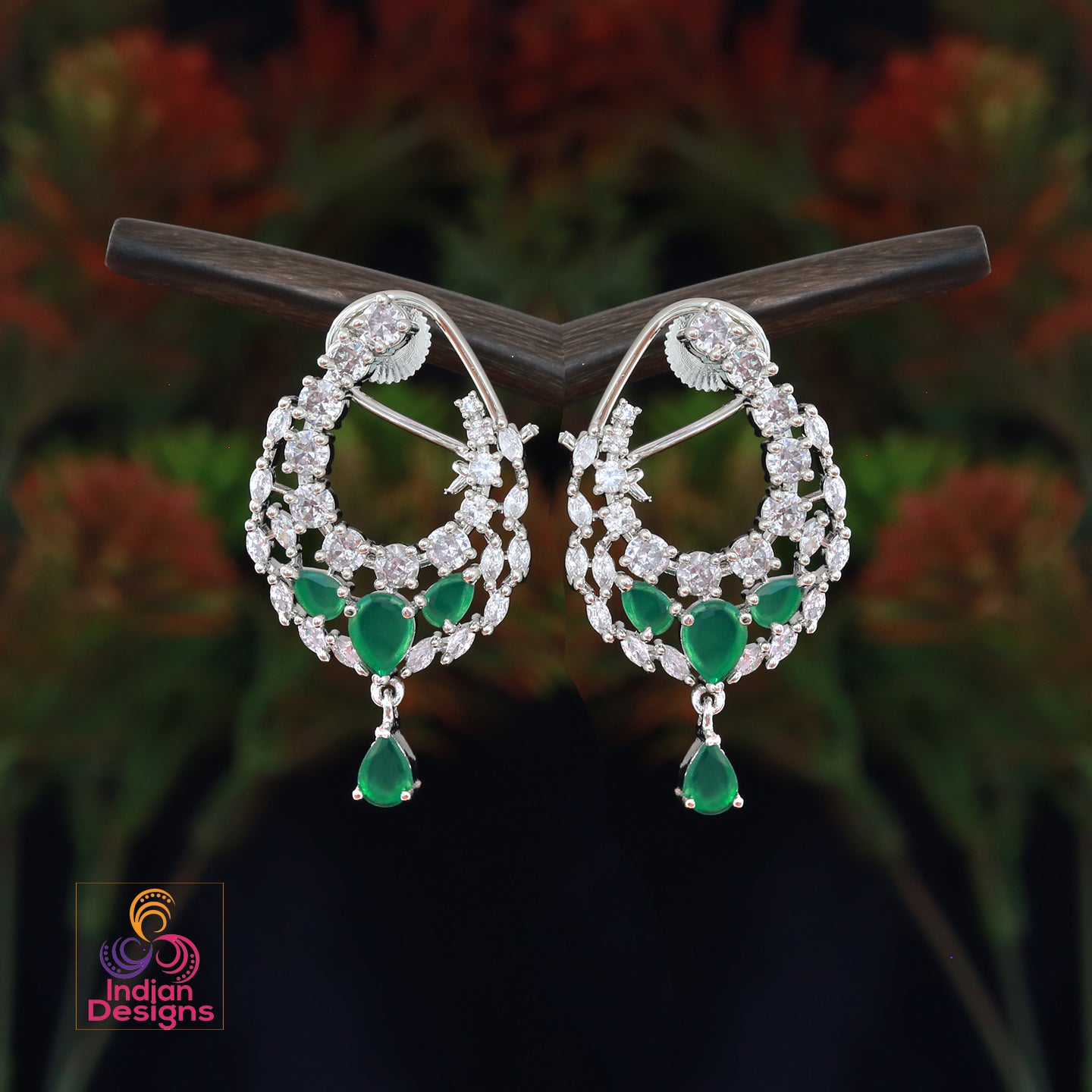 Trending Ad earrings | American Diamond Earrings | Silver Cz Crystal earrings studs | Indian Earrings | Pakistani Jewelry |Bollywood Jewelry