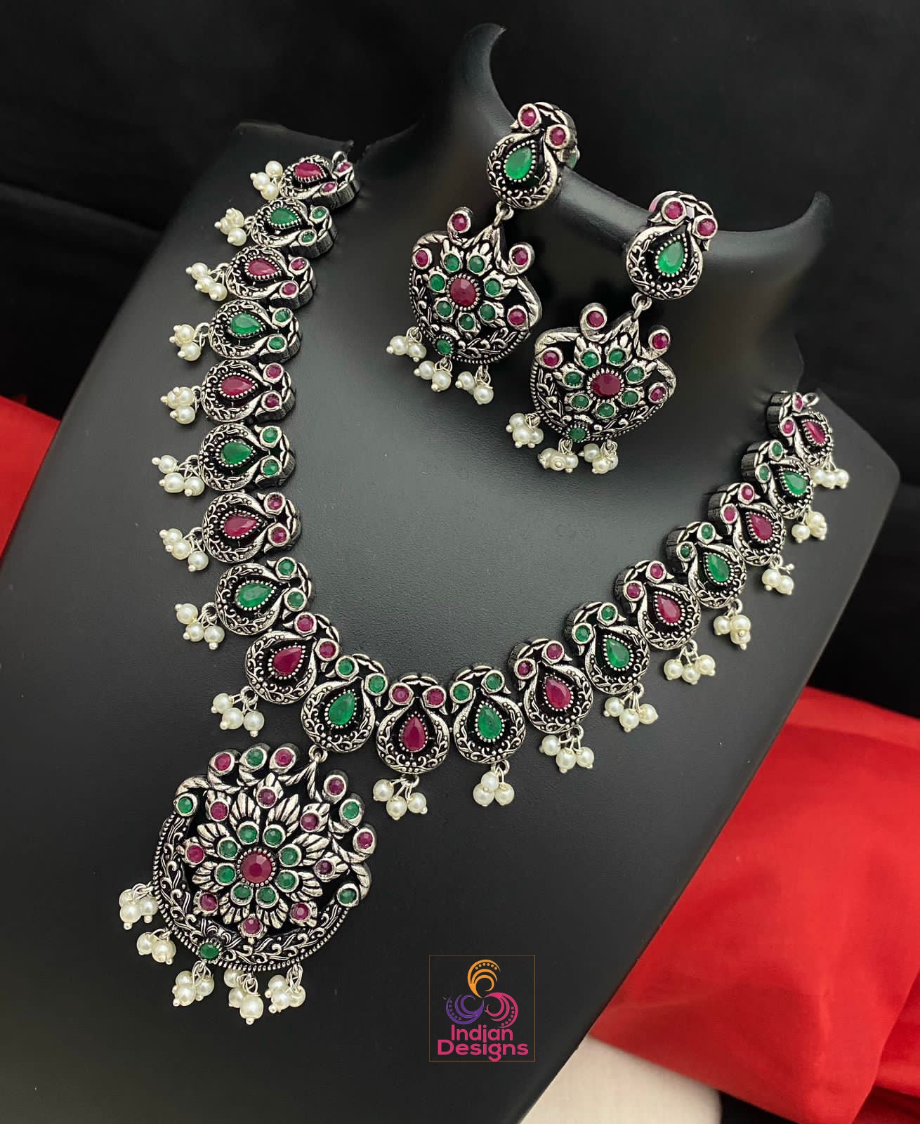 German Silver Oxidized necklace|Traditional Ethnic Choker antique silver Jewelry|Indian wedding Anniversary Gift for her