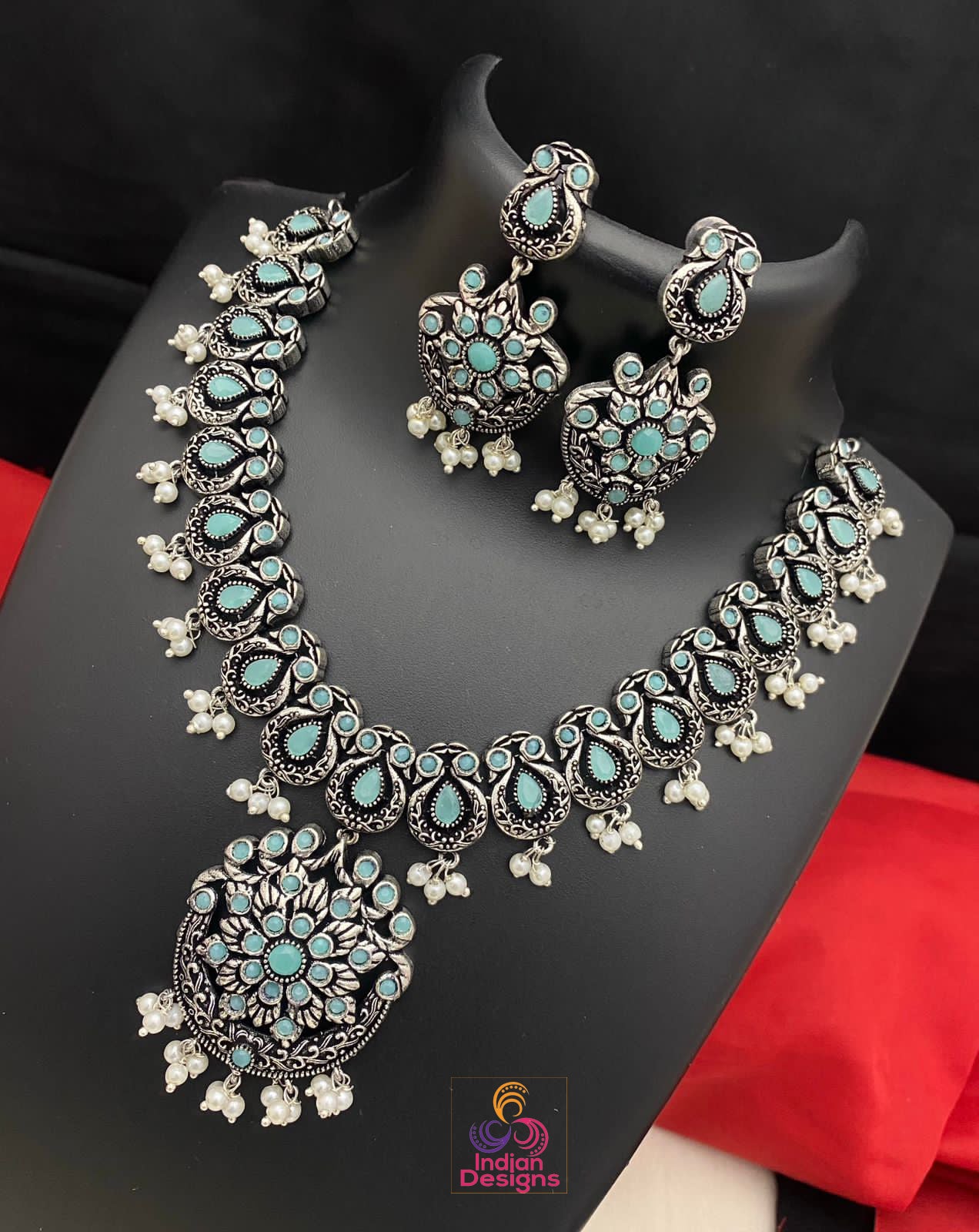 German Silver Oxidized necklace|Traditional Ethnic Choker antique silver Jewelry|Indian wedding Anniversary Gift for her