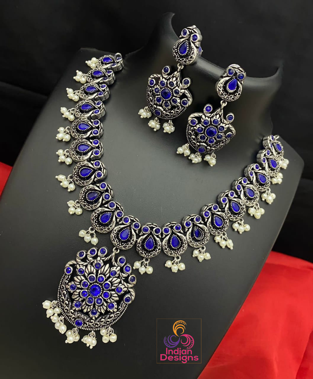 German Silver Oxidized necklace|Traditional Ethnic Choker antique silver Jewelry|Indian wedding Anniversary Gift for her