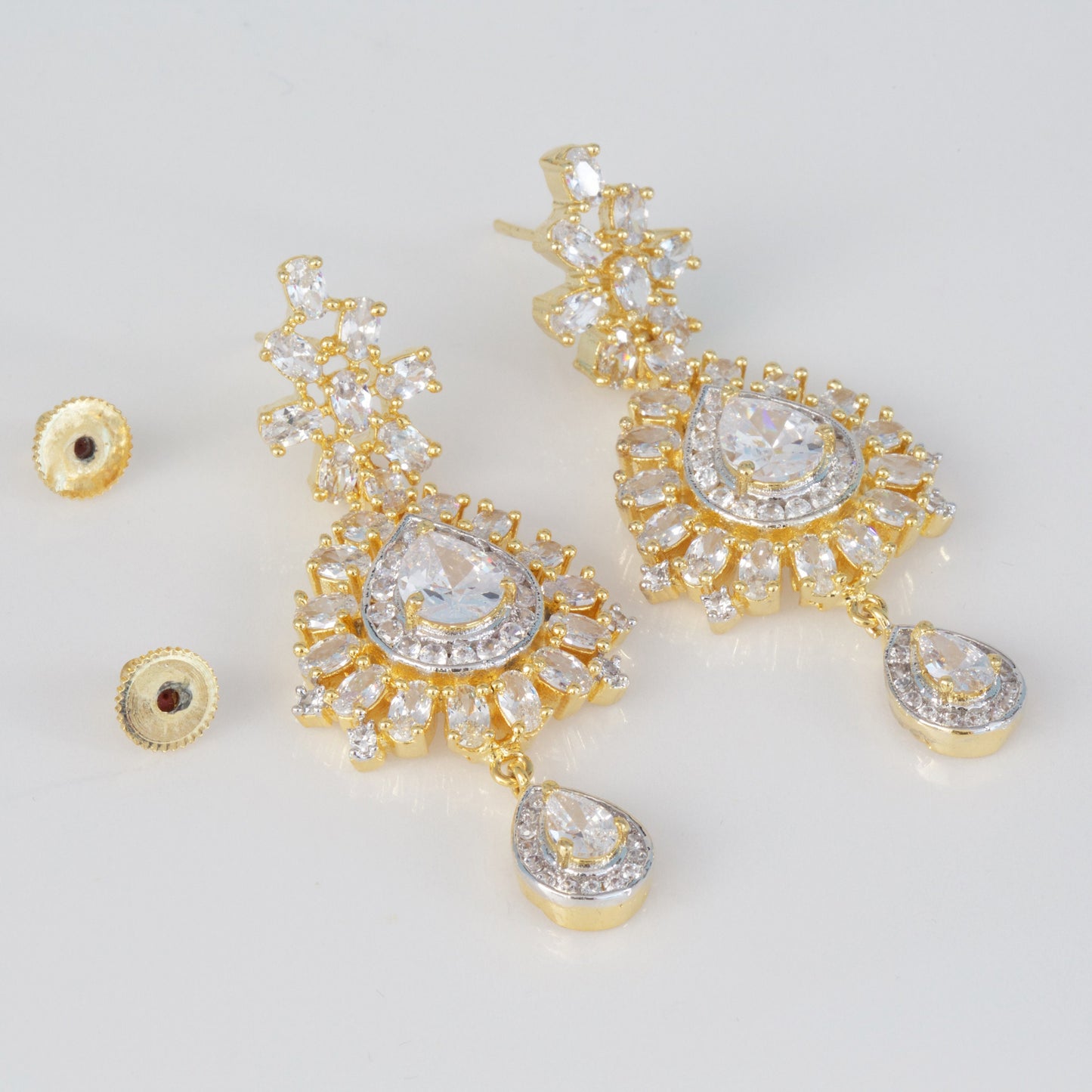 CZ Bollywood Fashion Diamond Party Wear Dangling drop Earrings|Women's Fashion Trending Earrings|South Indian Unique Dangle Earrings