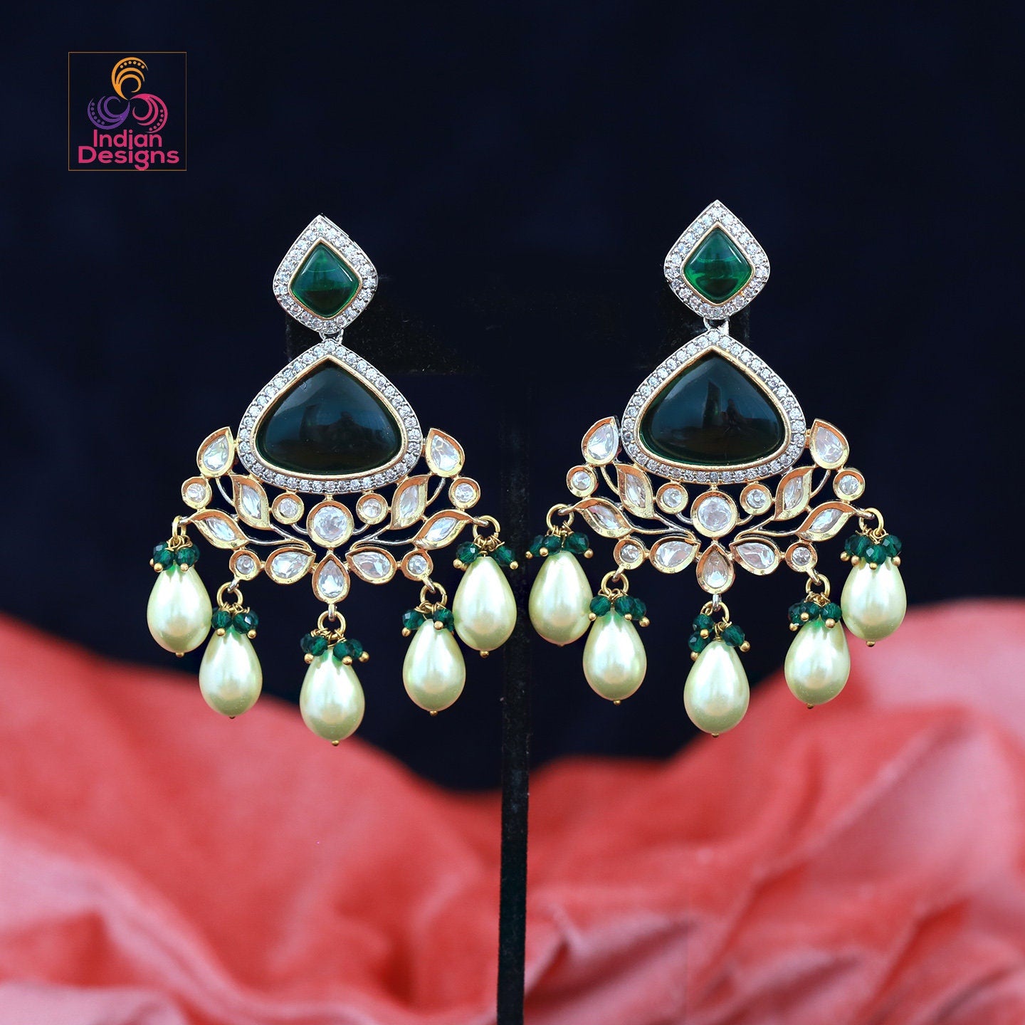 Kundan bridal earrings | Gold Plated Kundan Earrings with Pearl drops | Stylish Statement Earrings wedding | Indian Wedding Bridal Jewelry