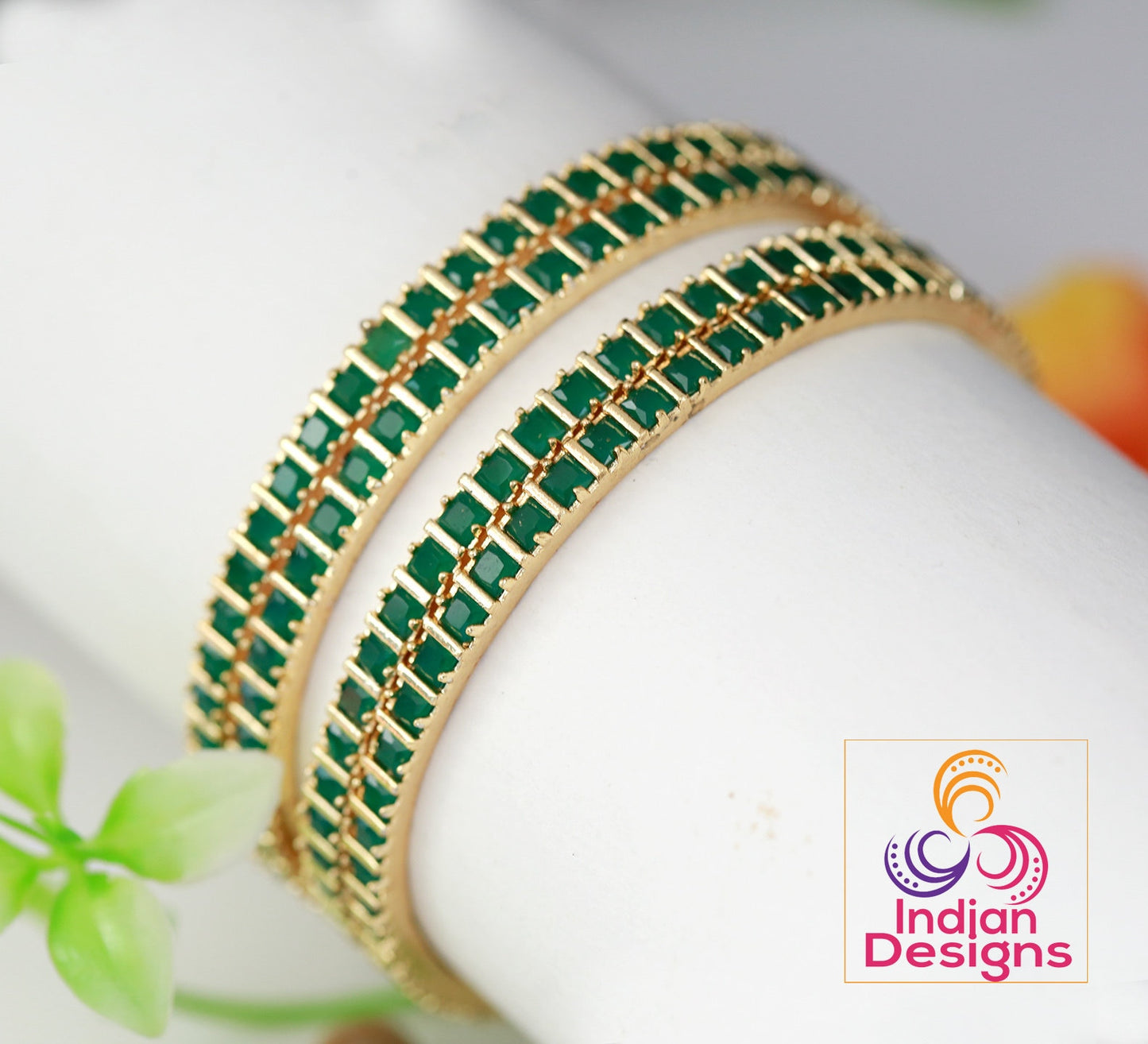 American diamond bangles set | Gold Plated Indian Bridal Bangle set of 4 | Ruby Emerald cz bangles | Daily wear one gram gold bangles