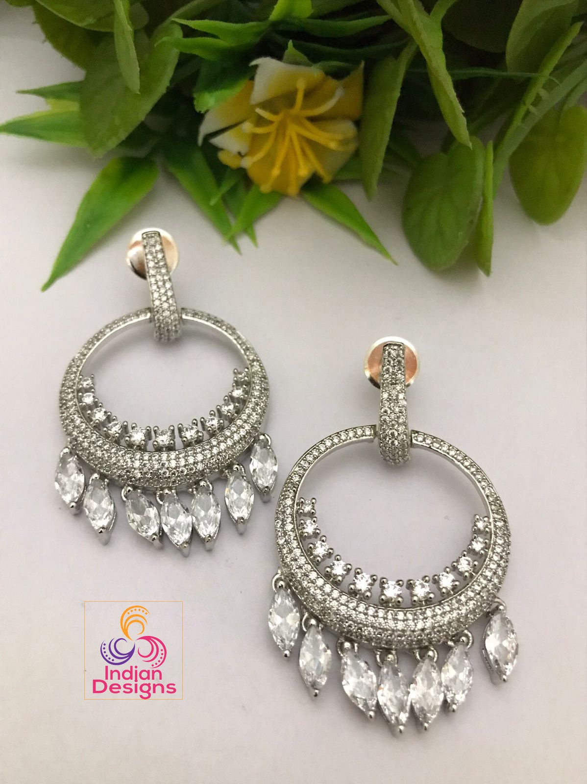 Chandbali earrings designs in gold polish with low price | Rose Gold CZ Chandbali | Indian wedding Earrings | Fashion Bollywood Earrings