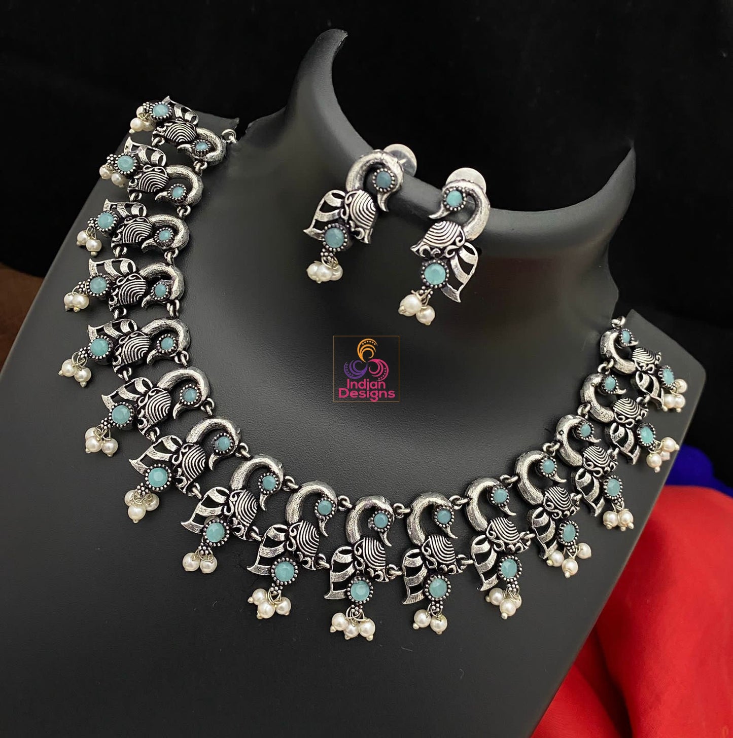 Oxidized Silver choker Necklace Earrings | Antique German Silver Jewelry set | Trendy Bollywood fashion Oxidized choker set | Indian Designs