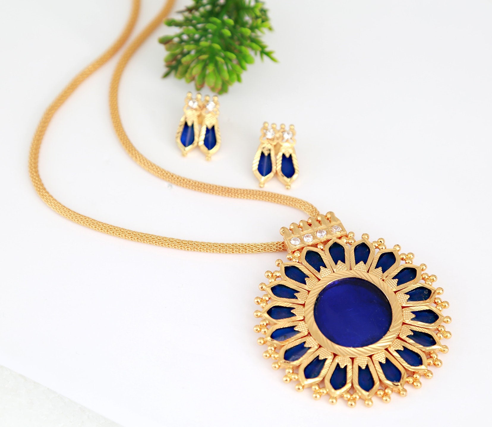 Indian Temple jewelry Nagapada pendant designs | Gold Green Palakka Kerala Style Pendant Pathakkam | Gold Plated Traditional Hindu Jewelry