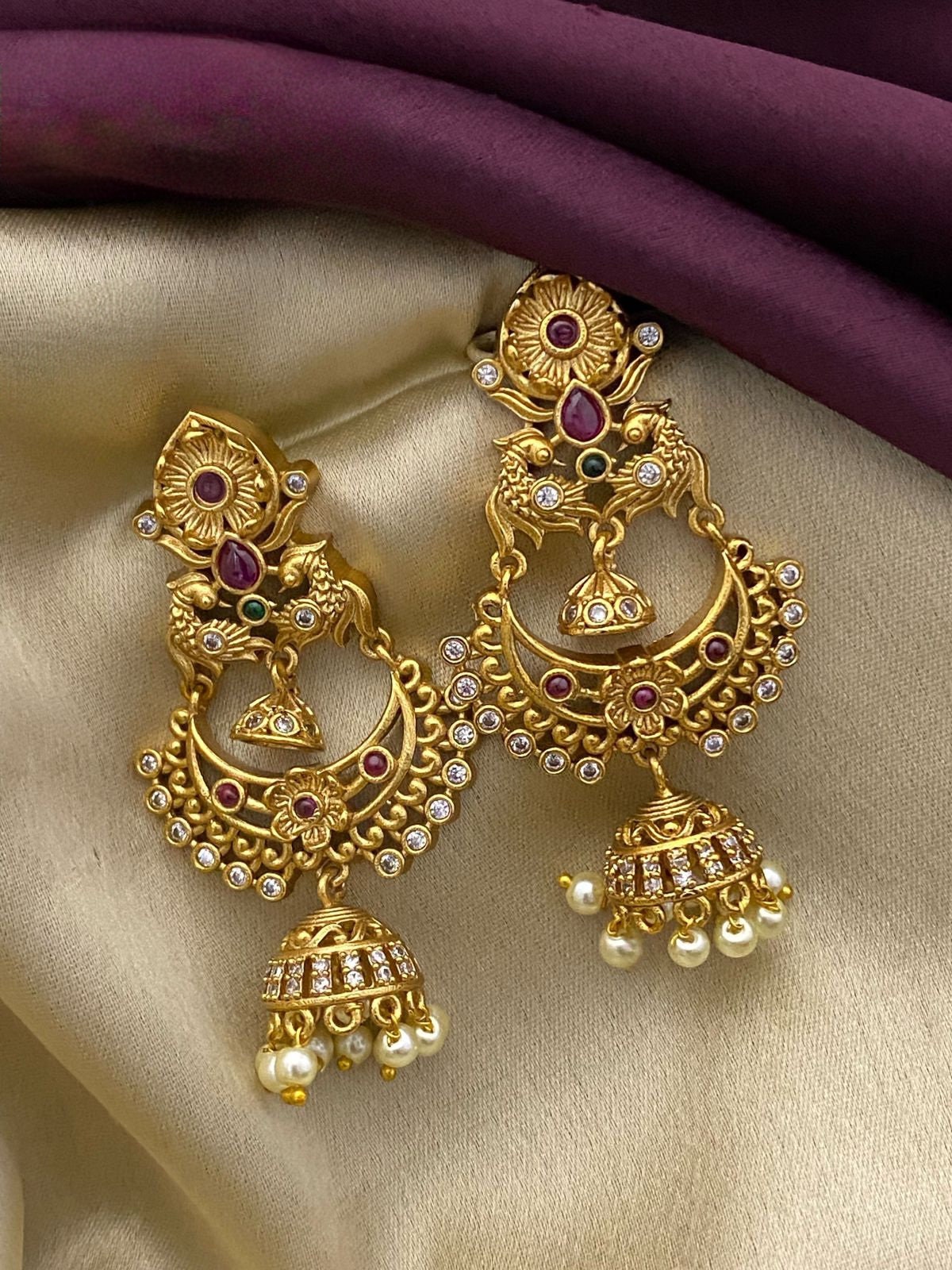 Matte Gold Finish traditional Indian Earrings jewelry