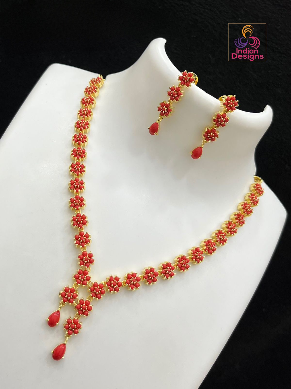 Elegant American Diamond Multicolor Gemstone Necklace Set with Earrings