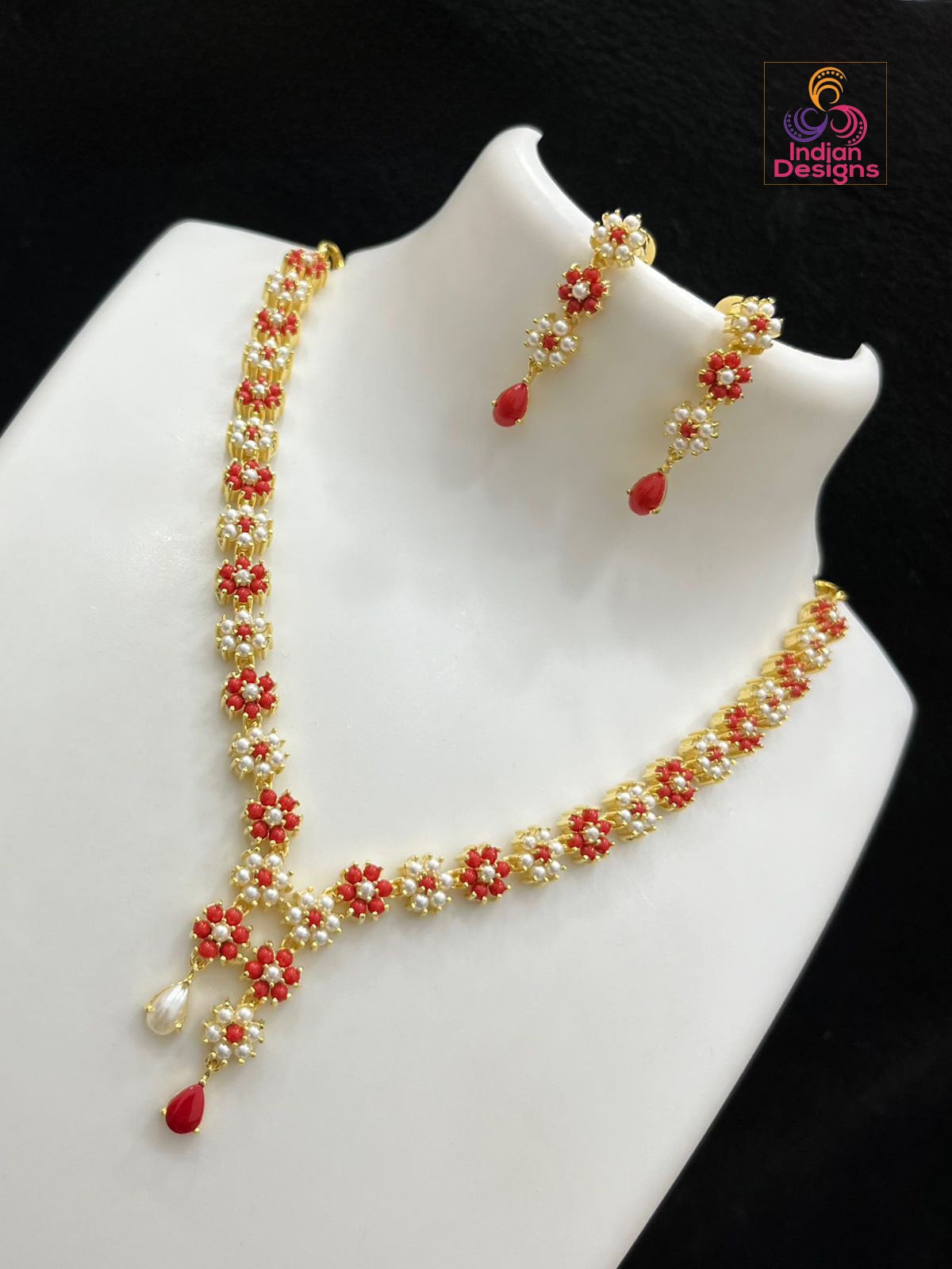 Elegant American Diamond Multicolor Gemstone Necklace Set with Earrings