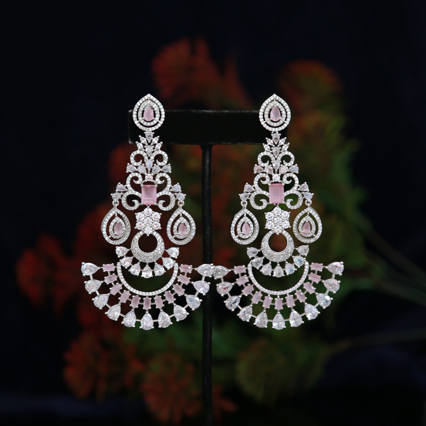 Silver American Diamond Chandbali Earrings | Traditional Ethnic Party wear Earrings |High Quality Indian Jewelry Earrings | Gift for Her