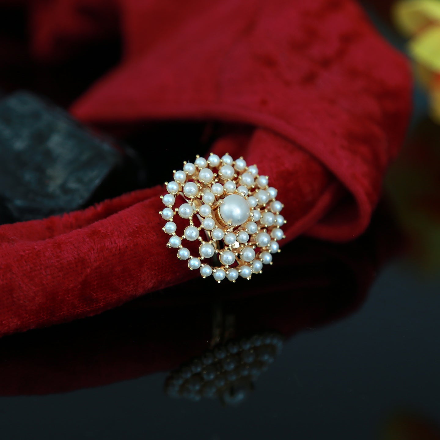 American Diamond Square Shape Pink Stone Adjustable Ring – Steorra Jewels
