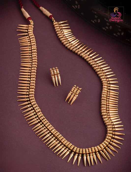 South Indian Mullai Mottu necklace and matching earrings| Kerala style Jasmin spike Necklace| Wedding Statement Necklace| Temple Jewelry