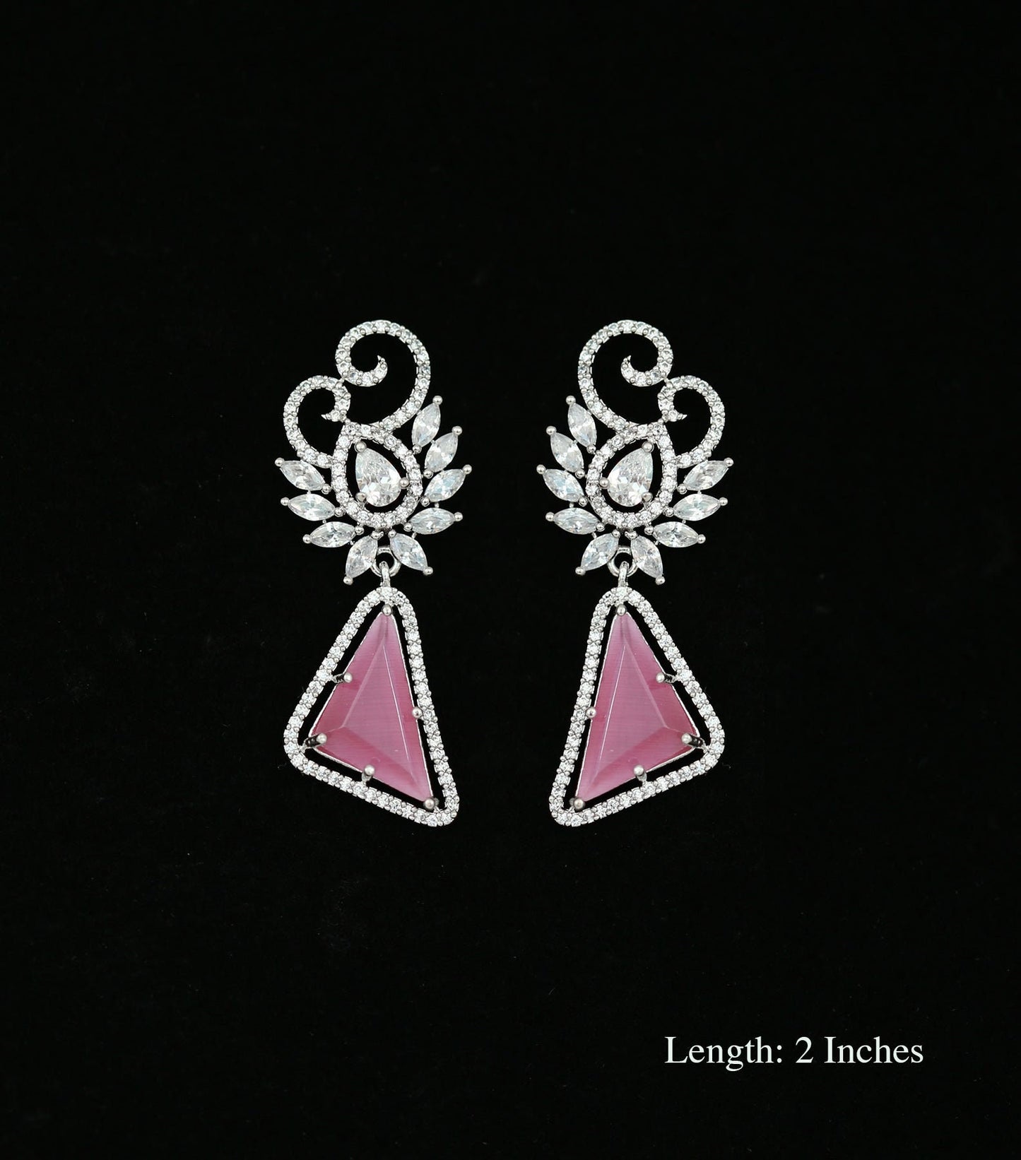 Best Quality Silver Cubic Zirconia Triangle Drop Earrings with acrylic Stone fashion womens jewelry